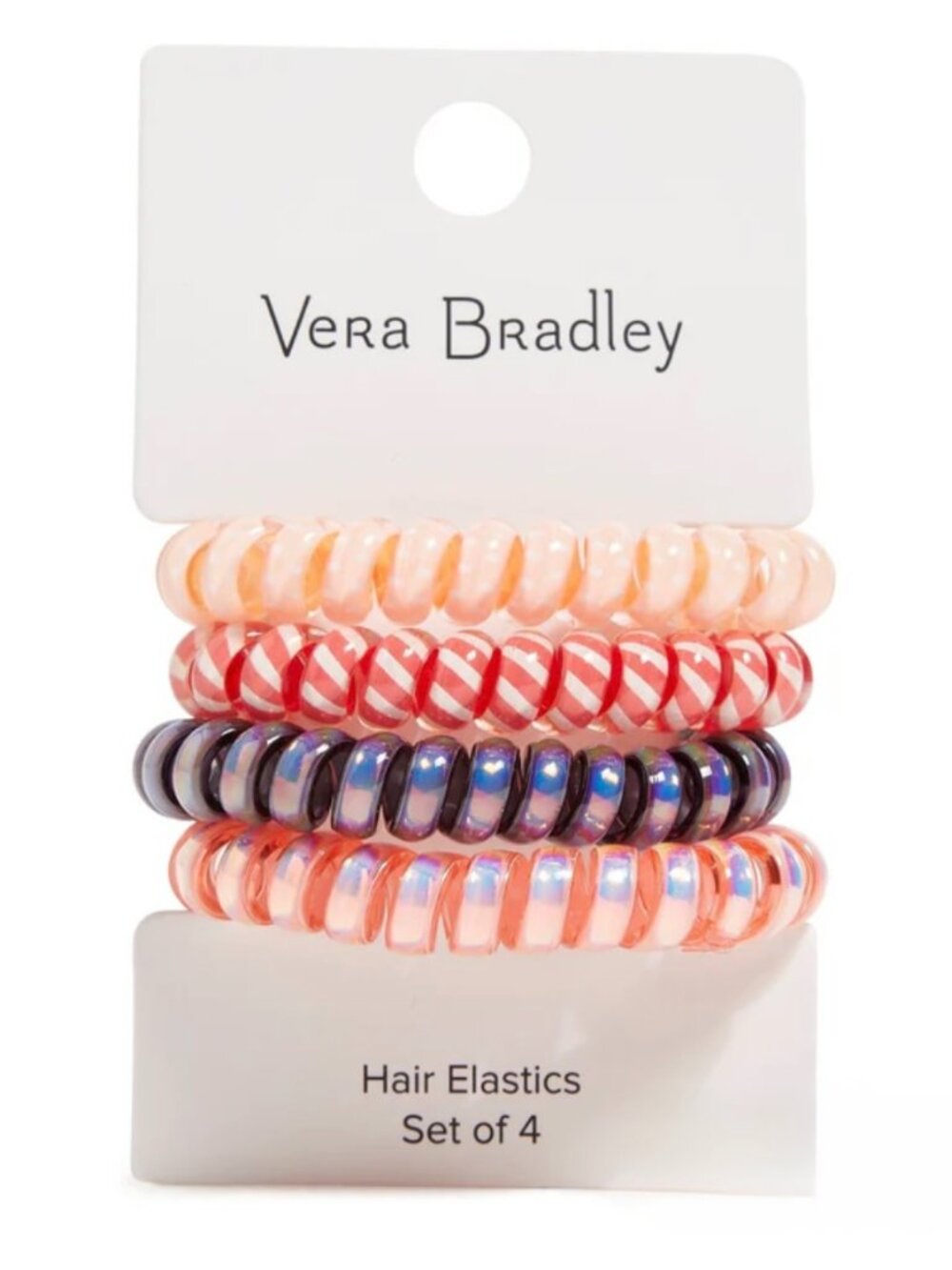 NWT - Vera Bradley Spiral Hair Elastics - 4 Pack - Rain Forest Lily Coral